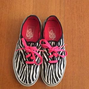 Unique vans hot pink zebra print tennis shoes